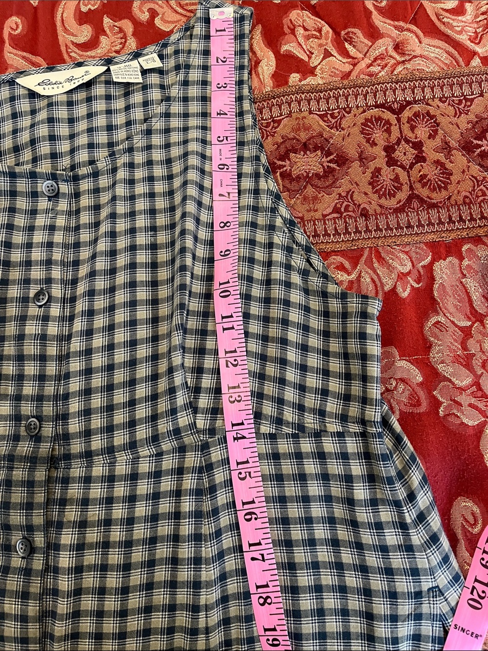 Eddie Bauer Checkered Maxi Penifore in Green and light Green! - Picture 6 of 8